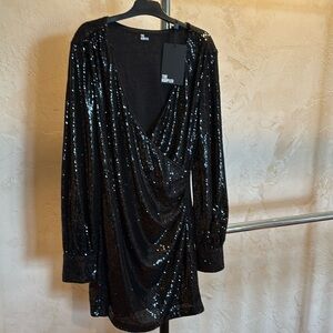 Kooples black sequin short dress size 8 NWT
